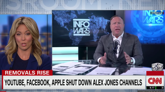 CNN om Alex Jones 6 aug 2018 - Skärmdump CNN CNN om Alex Jones 6 aug 2018 - Skärmdump CNN